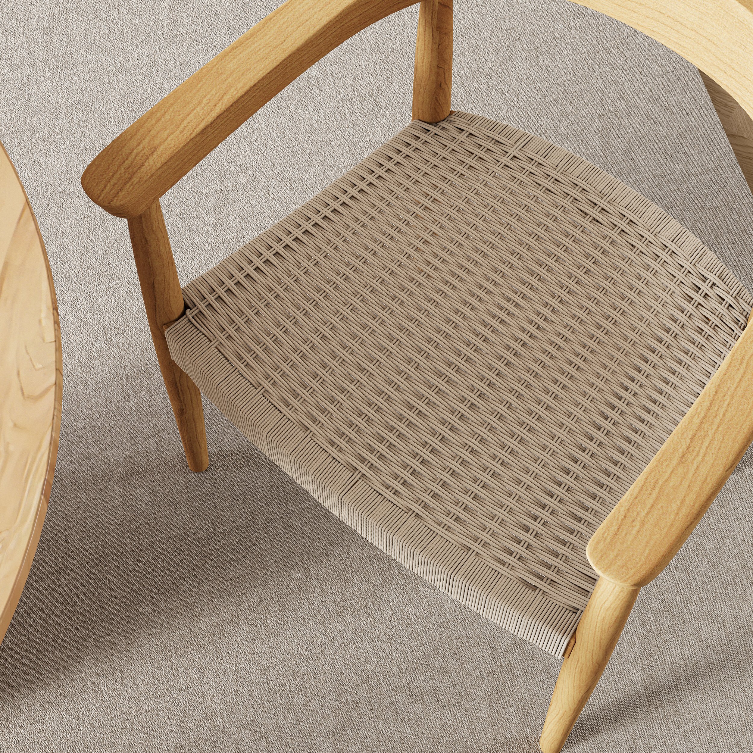 HMR Modern Wood Upholstery Dining Chair - Walnut, Basketweave, 2-Pieces