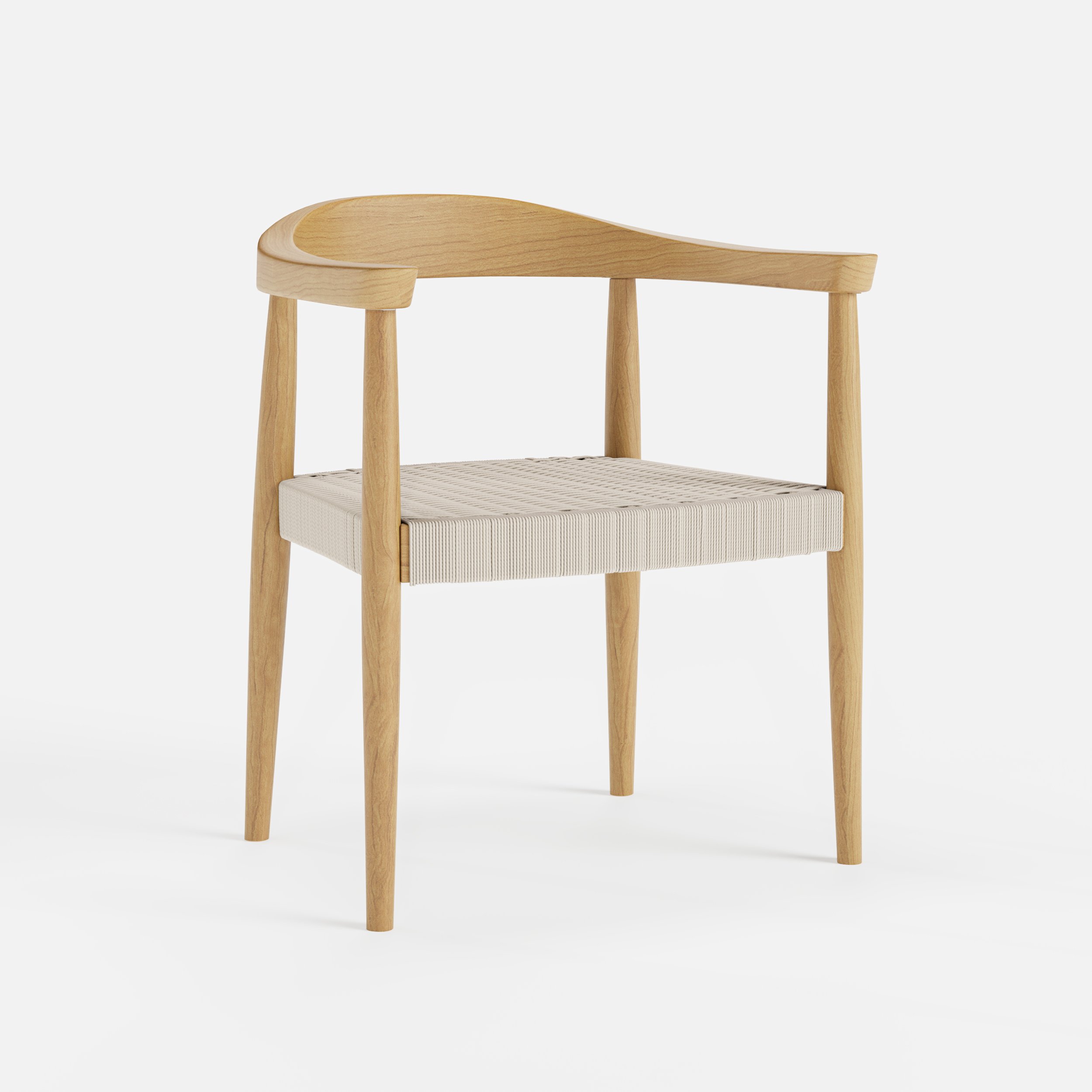 HMR Modern Wood Upholstery Dining Chair - Walnut, Basketweave, 2-Pieces