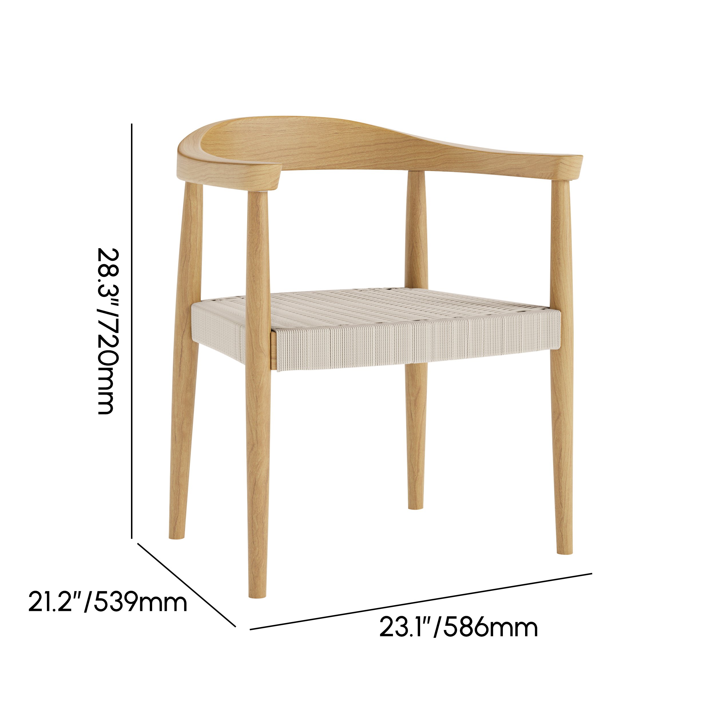 HMR Modern Wood Upholstery Dining Chair - Walnut, Basketweave, 2-Pieces