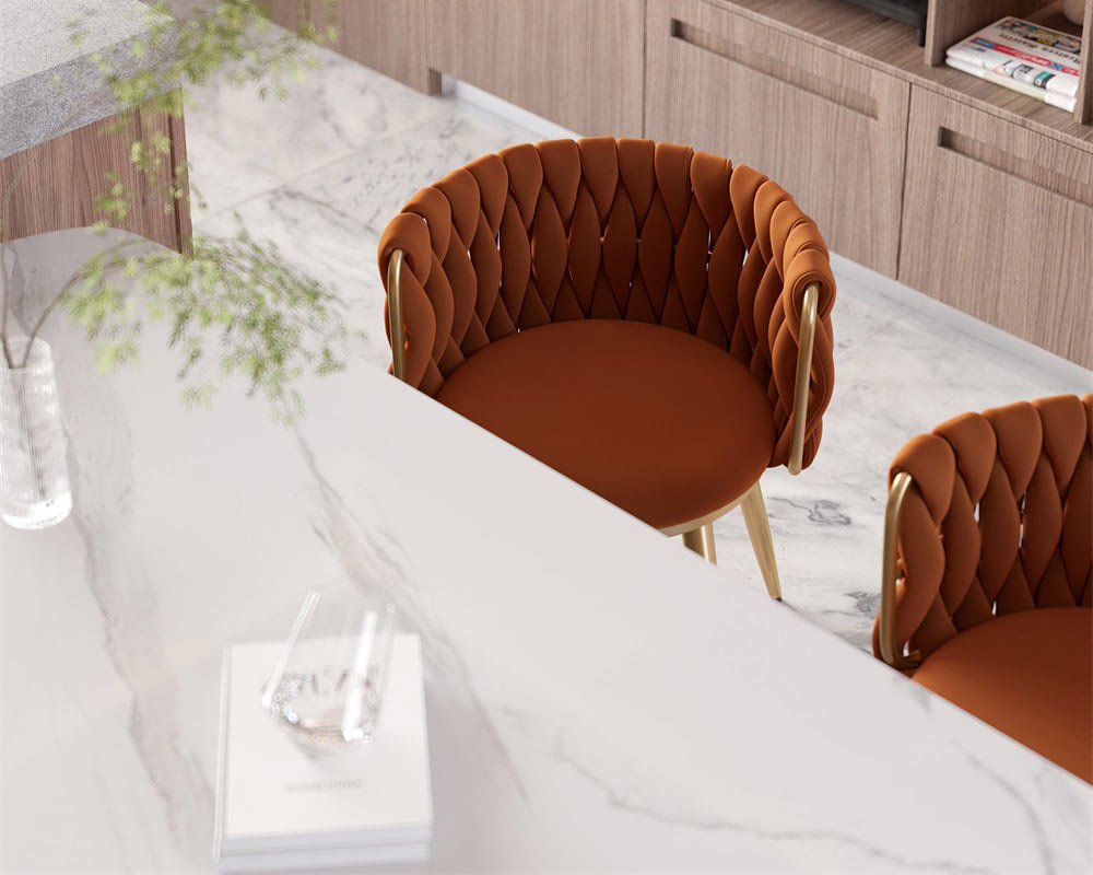 HMR Sweave Nordic Barrel Dining Chair with Velvet Upholstery (Set of 8) - Orange