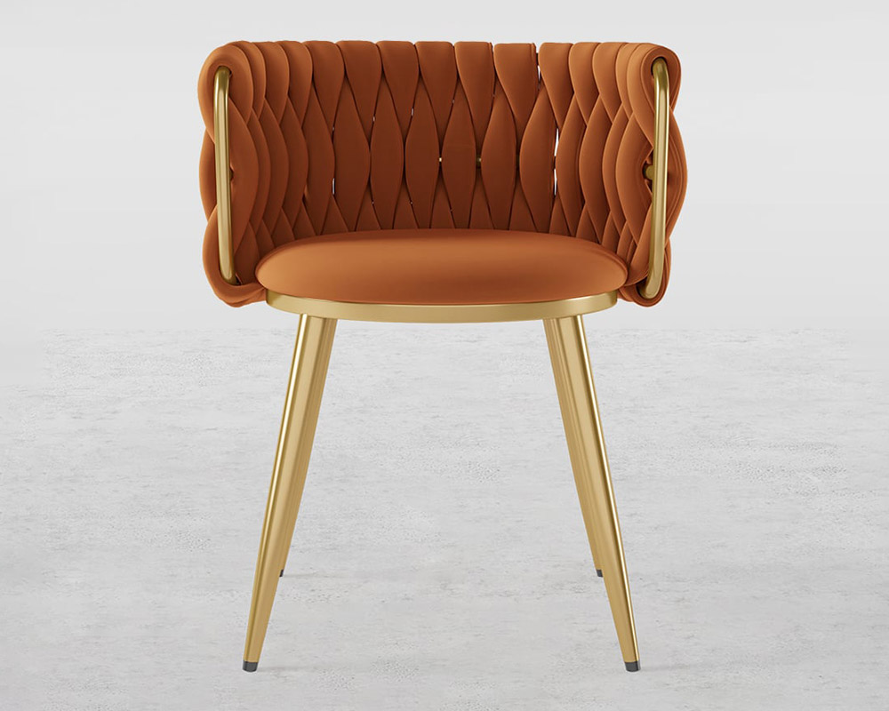HMR Sweave Nordic Barrel Dining Chair with Velvet Upholstery (Set of 8) - Orange