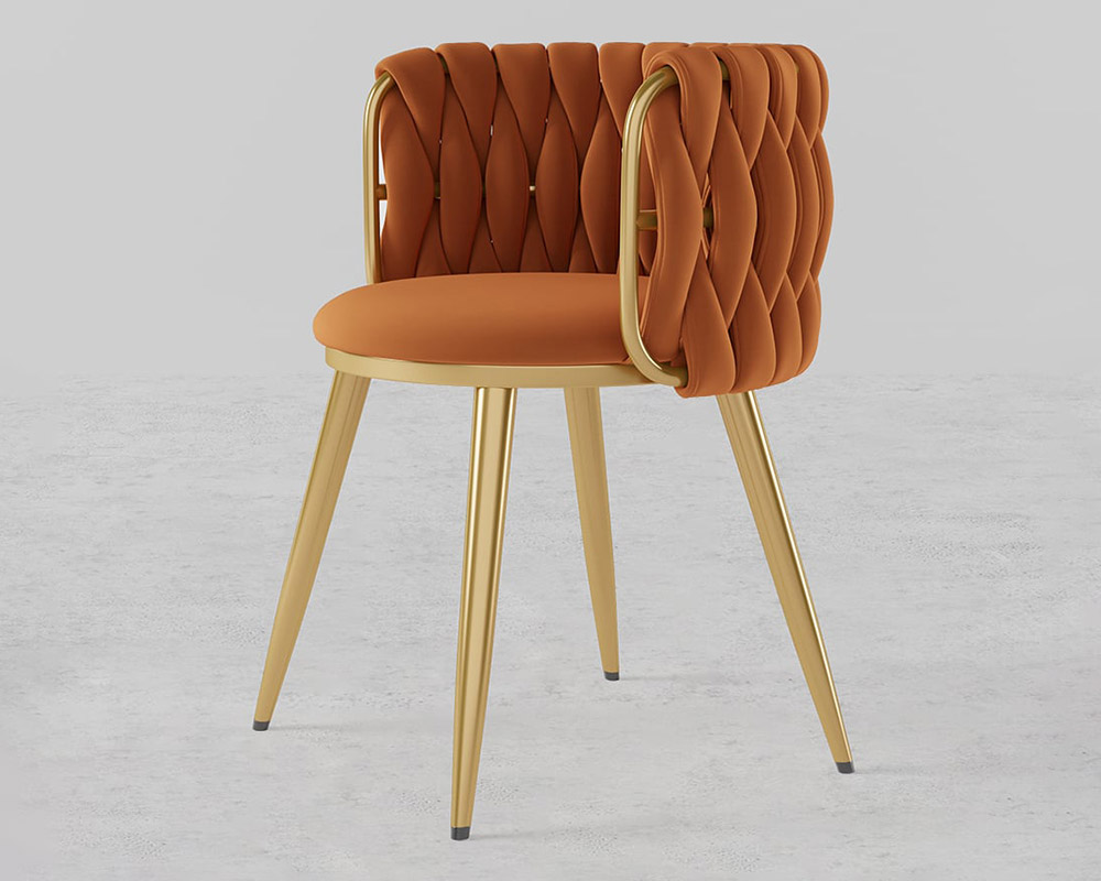 HMR Sweave Nordic Barrel Dining Chair with Velvet Upholstery (Set of 8) - Orange