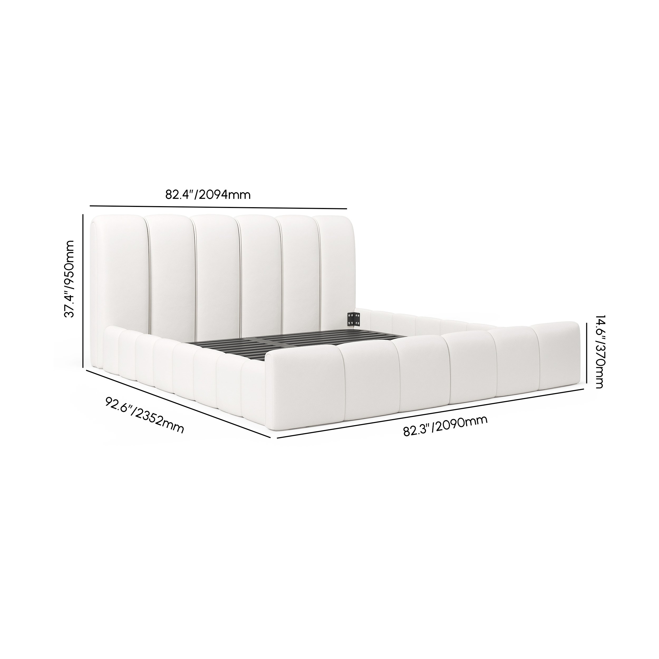 HMR - Humply Modern Leather Wingback King Bed Frame with Upholstered Headboard