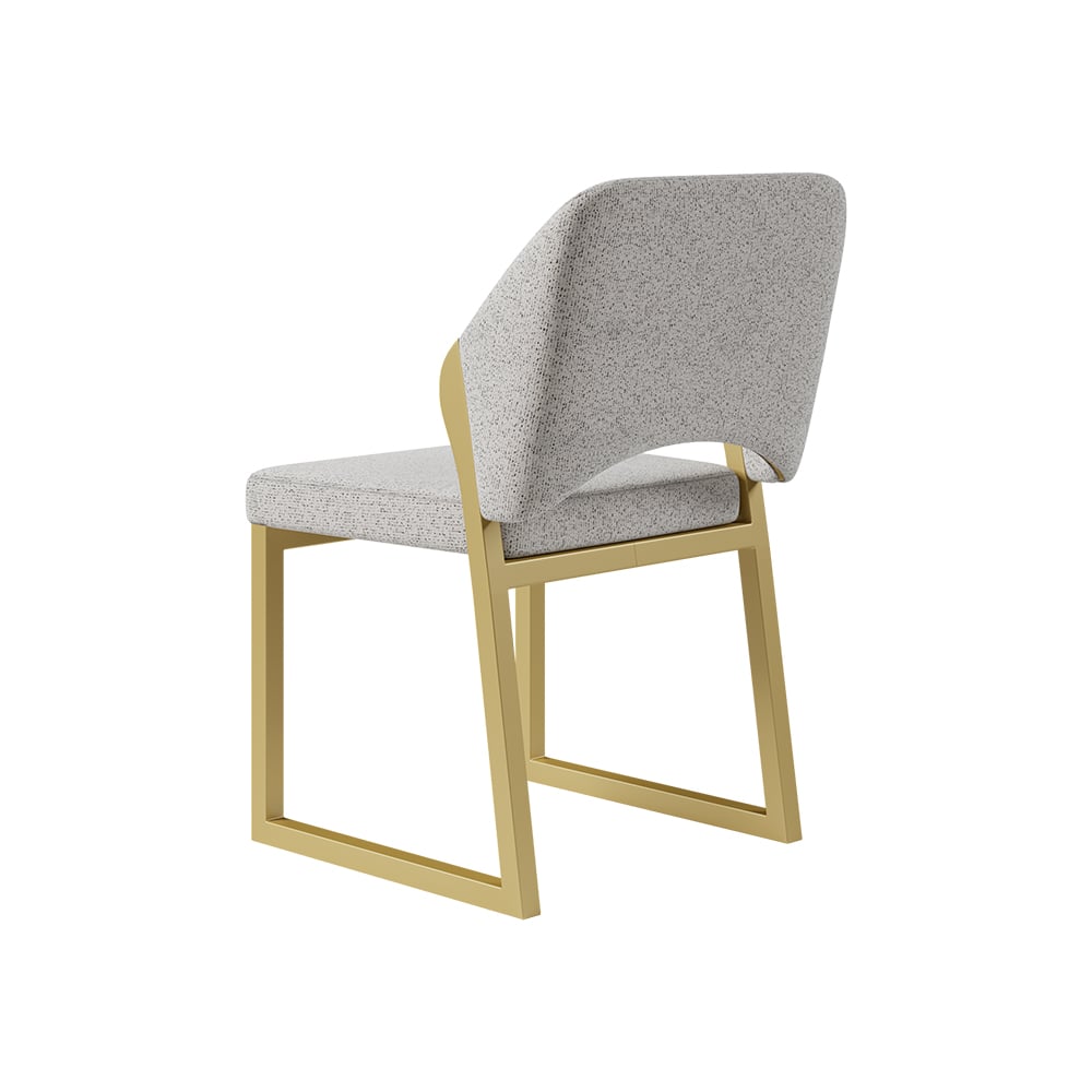 HMR - Modern Dining Chairs Gold with Linen Upholstery (Set of 2) - Light Gray