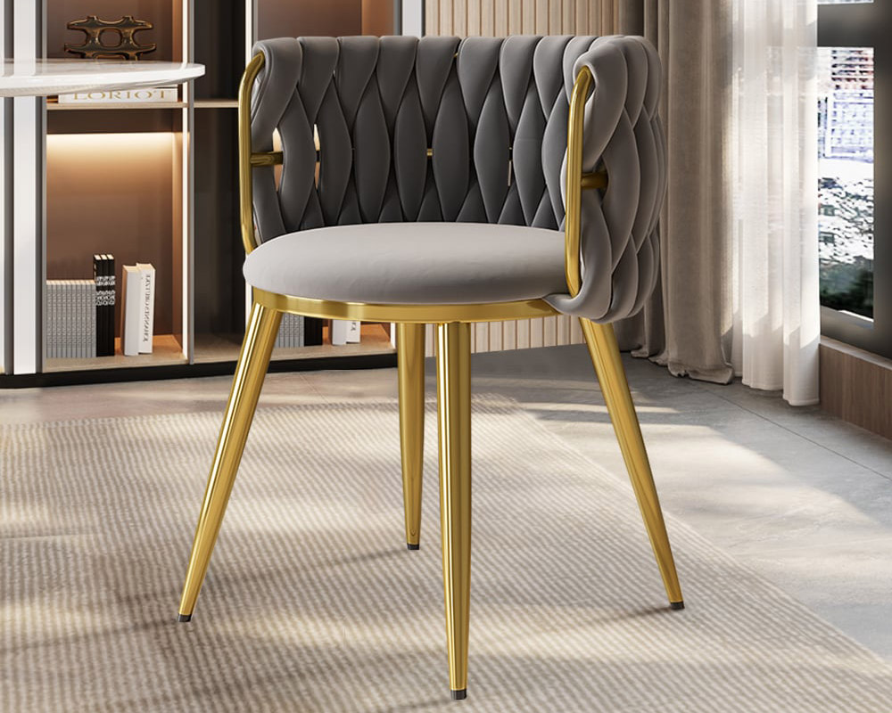 HMR Sweave Nordic Barrel Dining Chair with Velvet Upholstery (Set of 2) - Light Gray