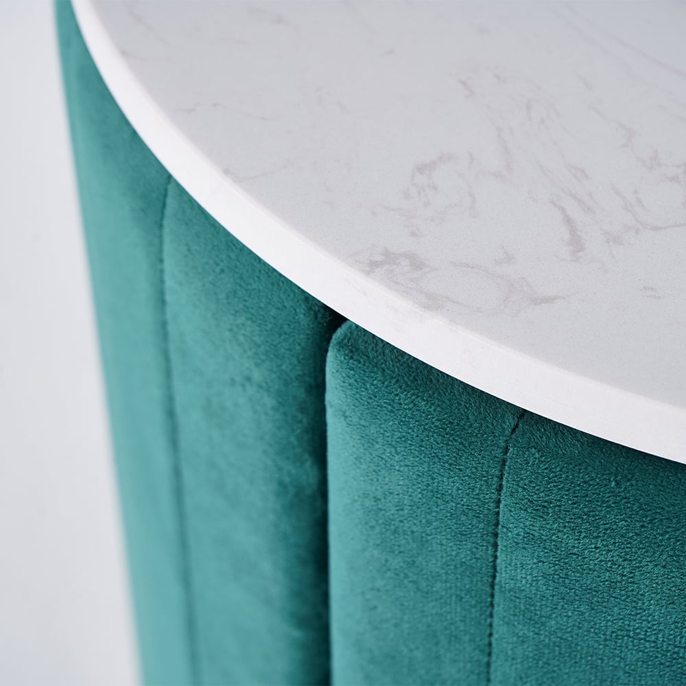 HMR 3-Drawer Round Nightstand (Set of 2) - Green, Velvet