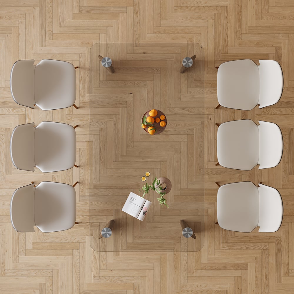 HMR - 70.9" Modern Rectangle Tempered Glass Dining Table Seats 6-8 People