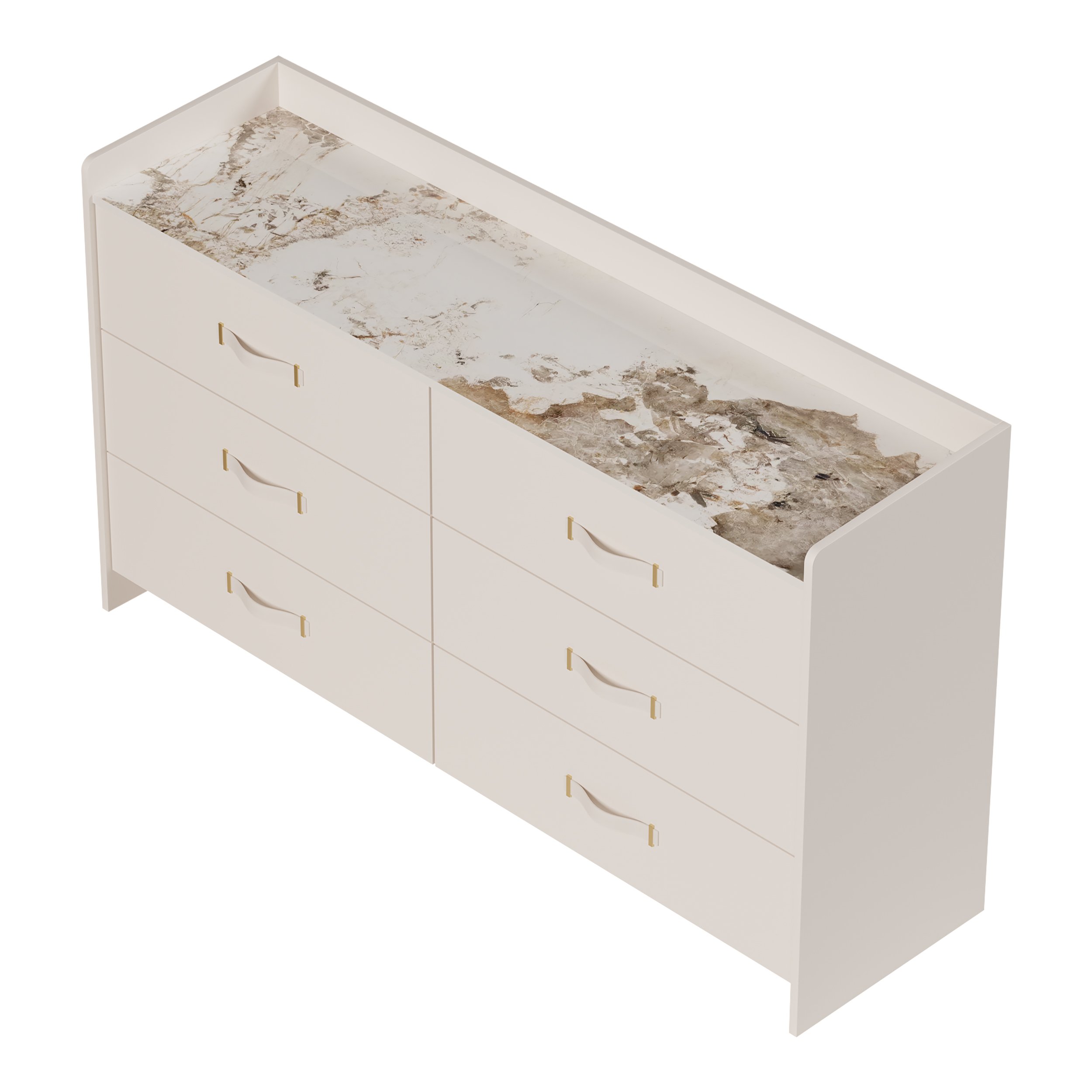 HMR - 59"W Modern White 6 Drawer Dresser Chest Bedroom Storage Cabinet
