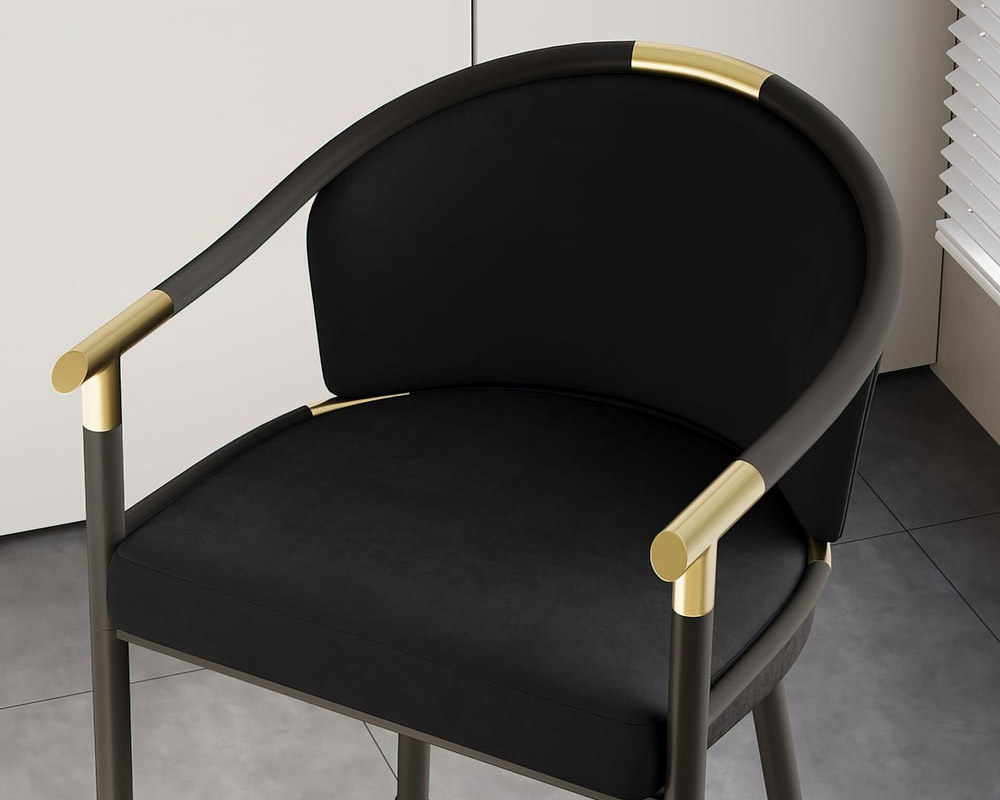 HMR Craines Series Modern Velvet Upholstered Bar Stools - Black