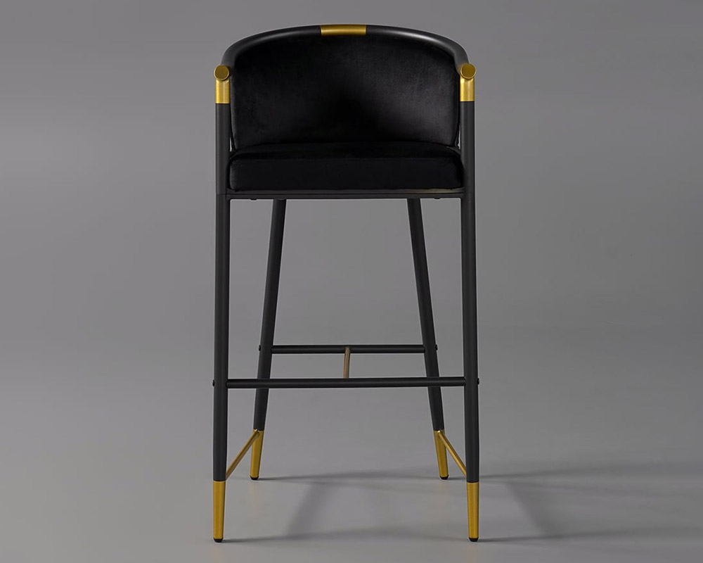 HMR Craines Series Modern Velvet Upholstered Bar Stools - Black