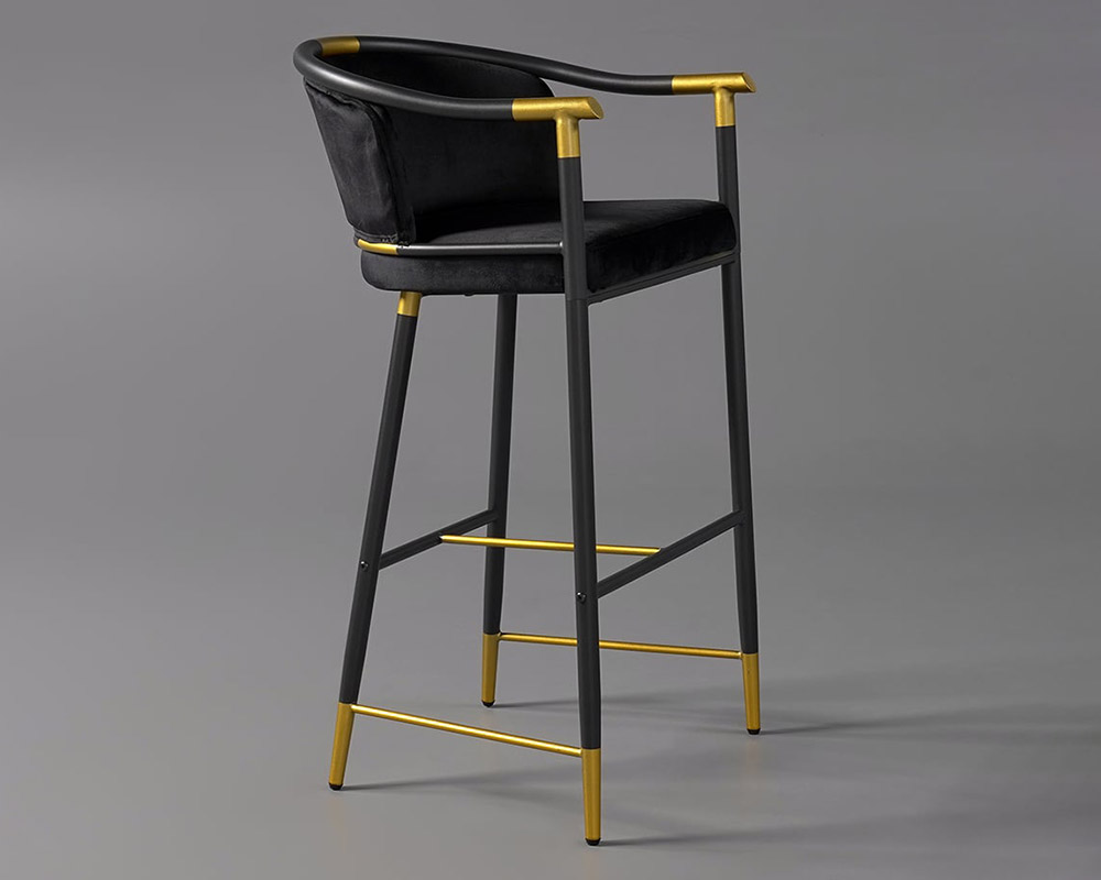 HMR Craines Series Modern Velvet Upholstered Bar Stools - Black
