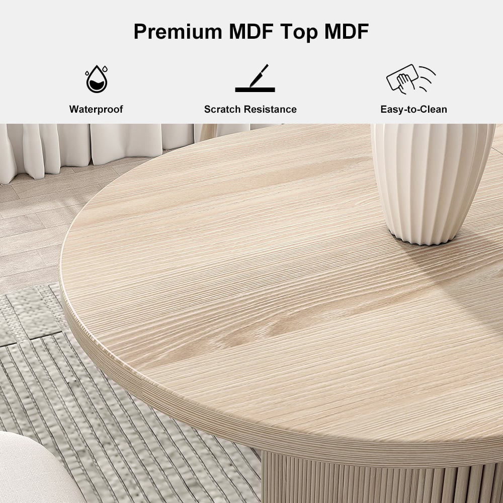 HMR Japandi Oval Extendable Dining Table - Whitewash, 63"-79" (seats 4-6)