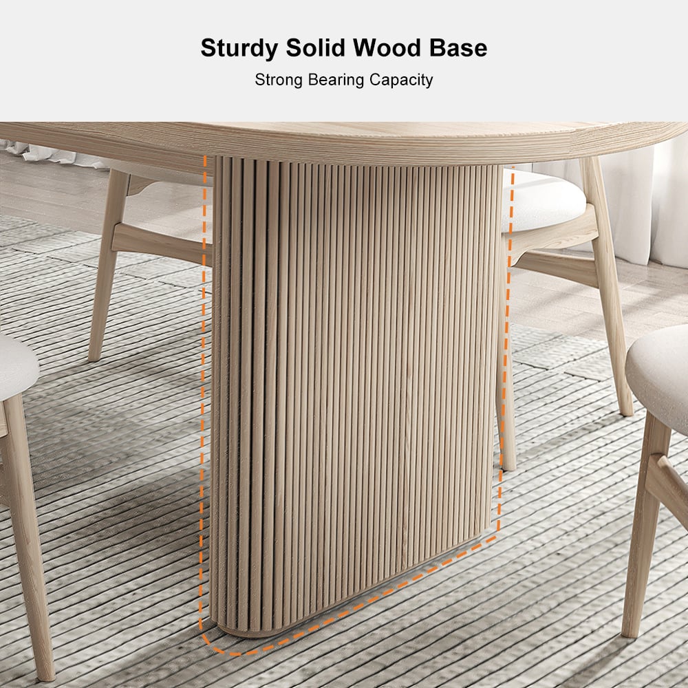HMR Japandi Oval Extendable Dining Table - Whitewash, 63"-79" (seats 4-6)