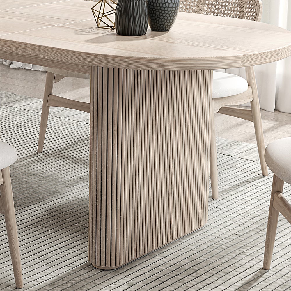 HMR Japandi Oval Extendable Dining Table - Whitewash, 63"-79" (seats 4-6)