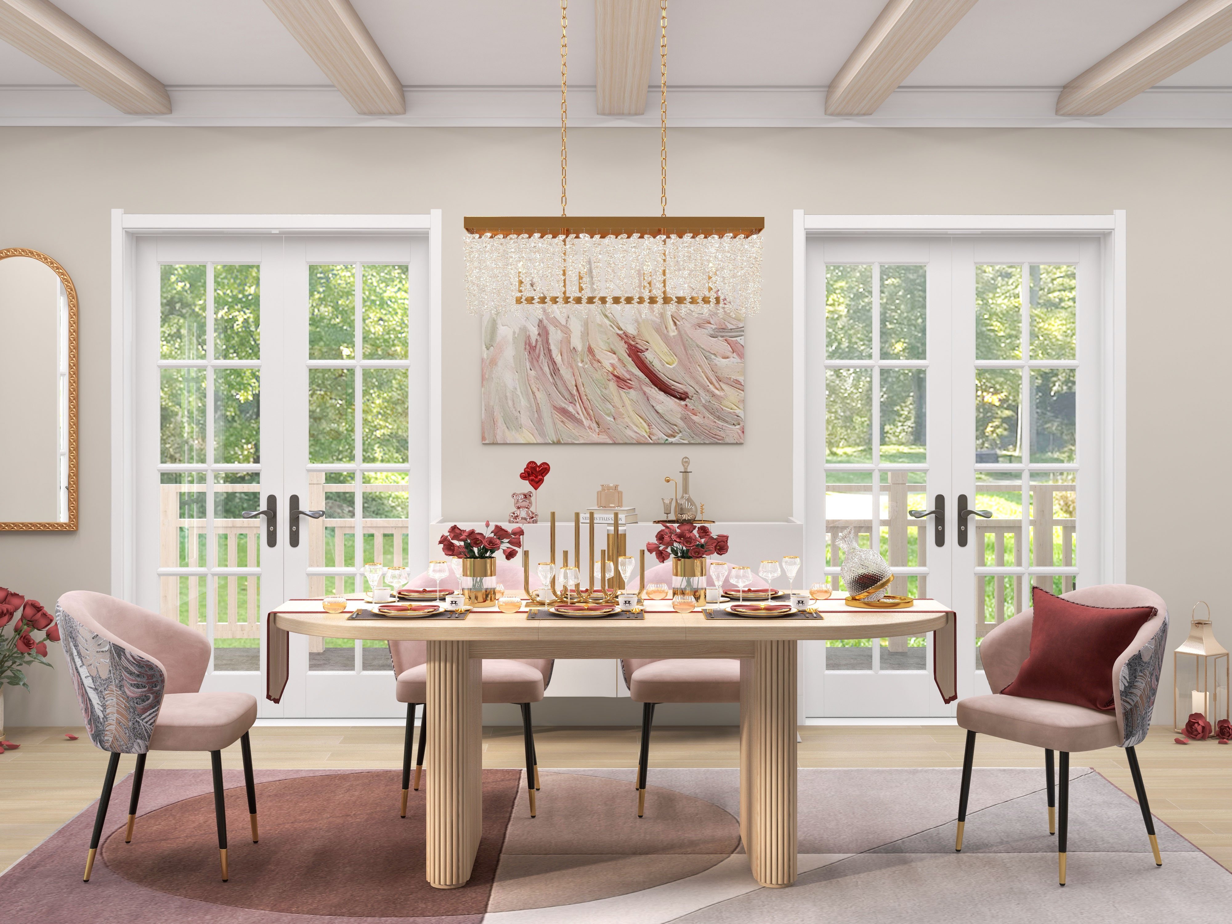 HMR Japandi Oval Extendable Dining Table - Whitewash, 63"-79" (seats 4-6)
