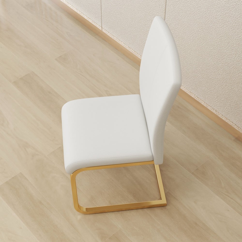 HMR Modern Dining Chairs with PU Leather Upholstery (Set of 8) - White