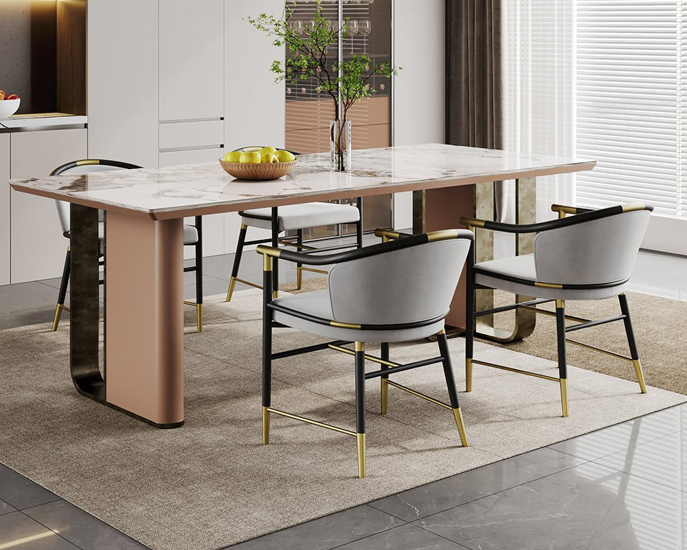 HMR Craines Series Modern Dining Chairs with Velvet Upholstery - Gray, Set of 4