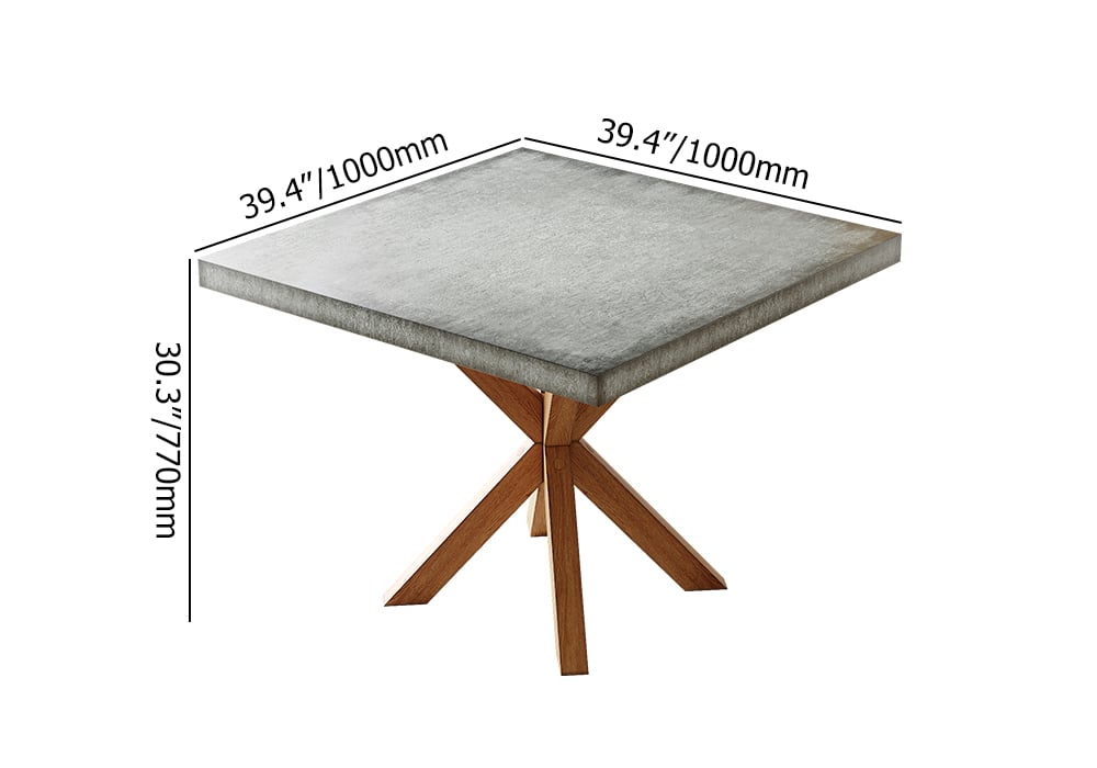 HMR - 39.4" Japandi Modern Square Oak Wood Dining Table Seats 2-4 People