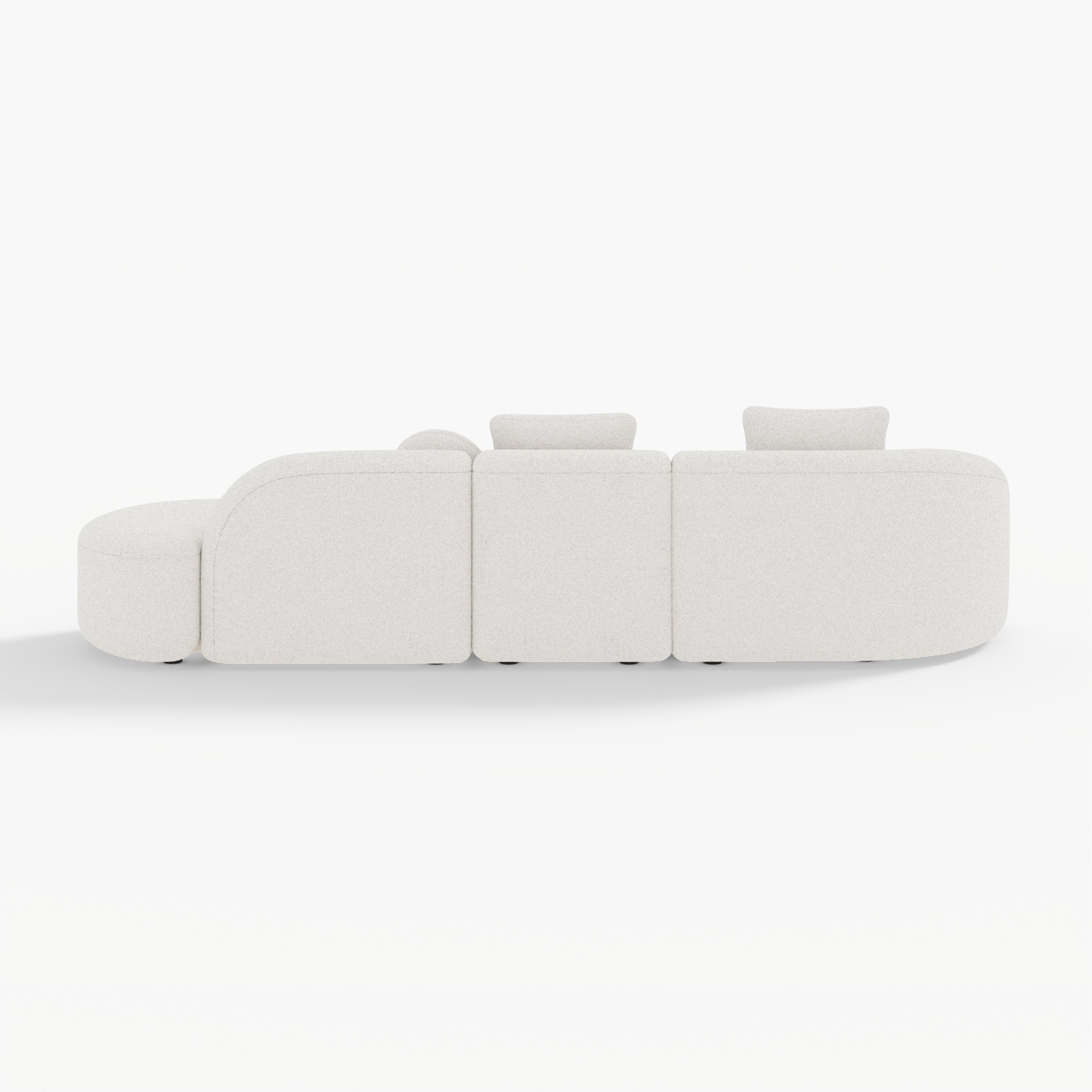 HMR - 129" 3-Piece Modular Boucle Curved Sectional with Pillows