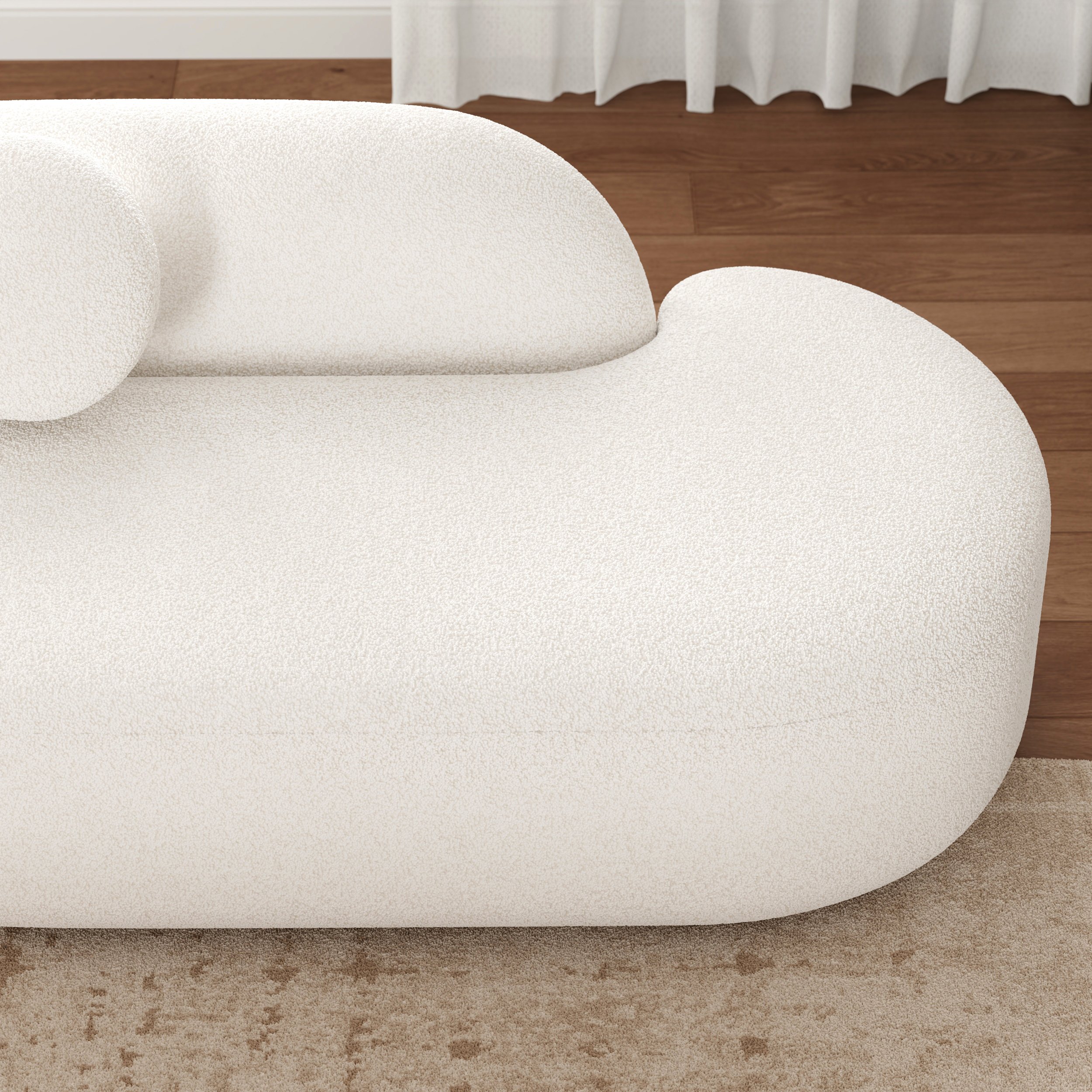HMR - 129" 3-Piece Modular Boucle Curved Sectional with Pillows