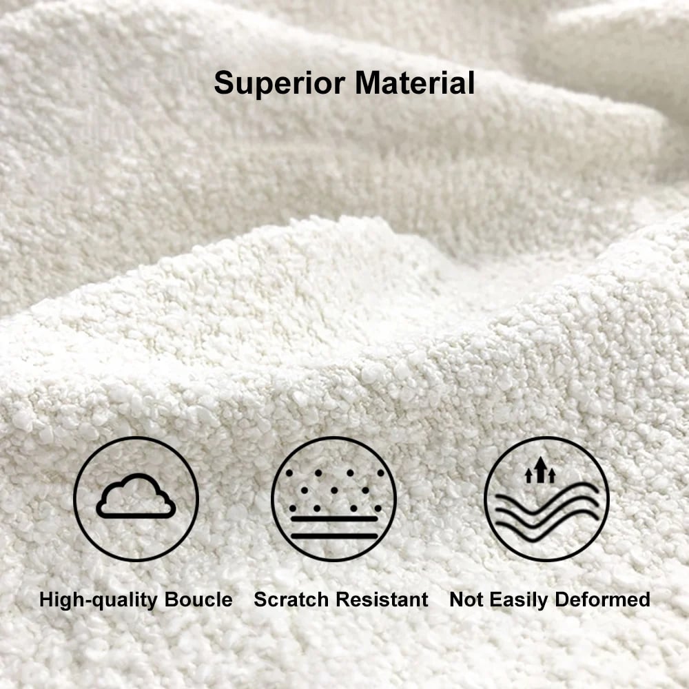 HMR - 129" 3-Piece Modular Boucle Curved Sectional with Pillows