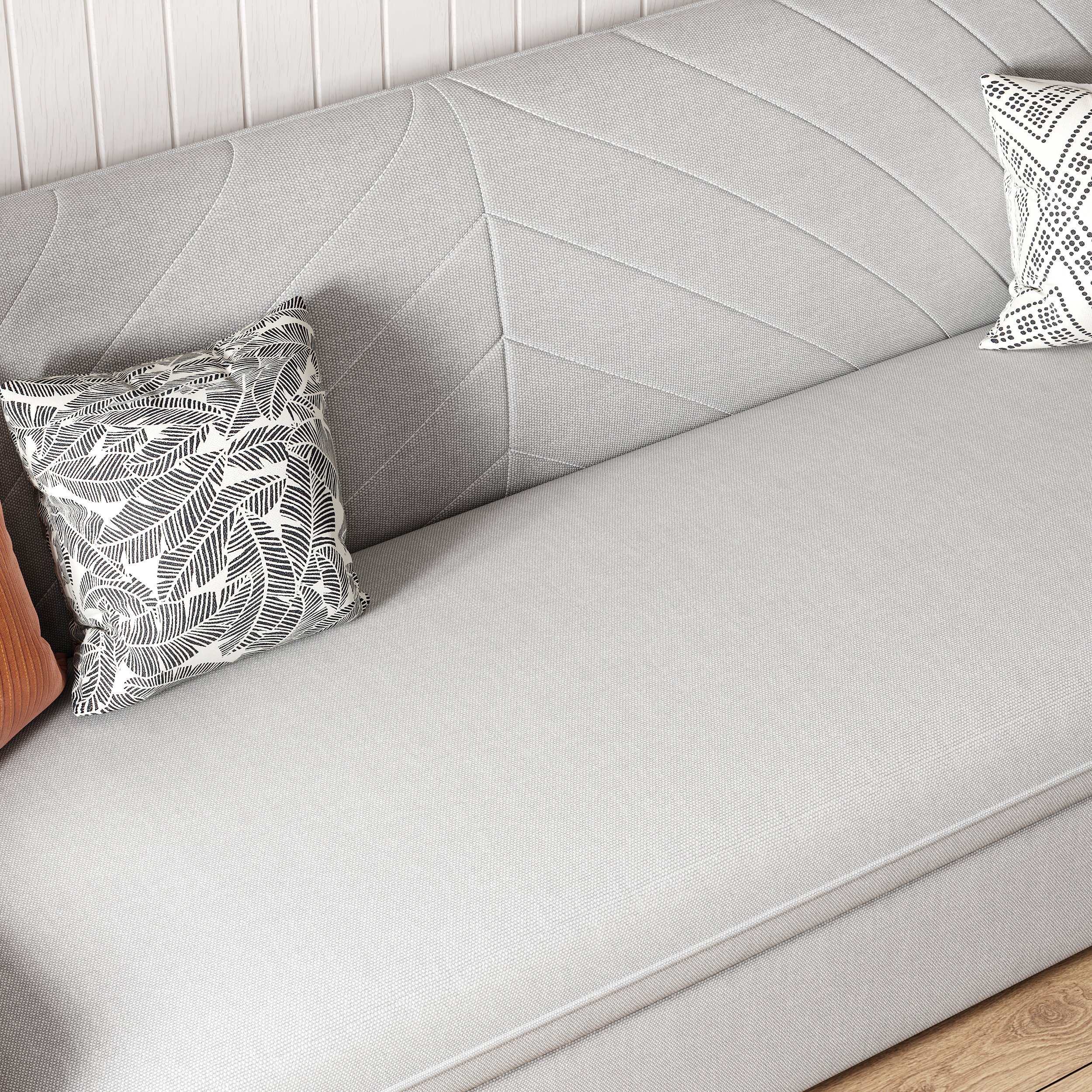 HMR King 3-Seater Sleeper Sofa - Gray, Velvet