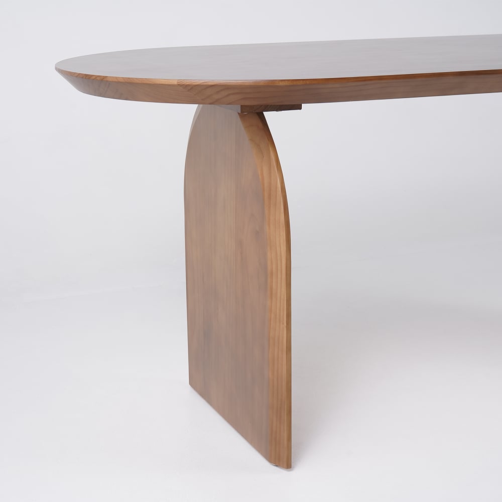 HMR Dining Set 70.9" Japandi Dining Table - Walnut, With 6 Chairs, Style C