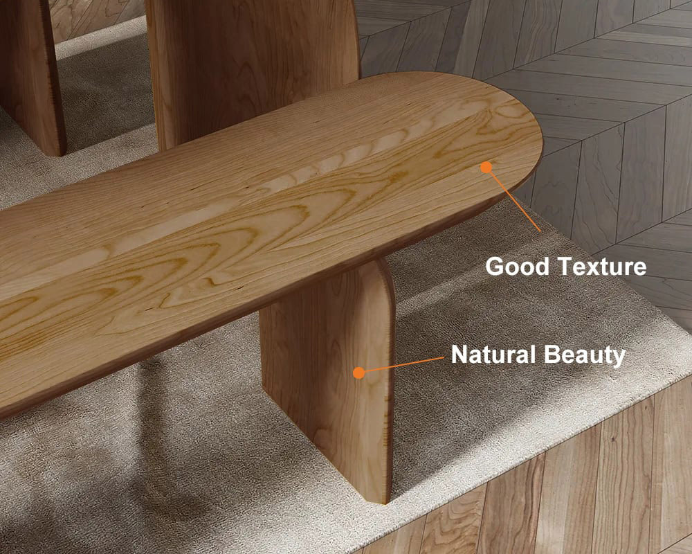 HMR Tintica Series Japandi Oval Solid Wood Dining Bench Seats 1-2 People - Walnut, 59"