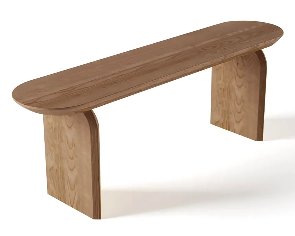 HMR Tintica Series Japandi Oval Solid Wood Dining Bench Seats 1-2 People - Walnut, 59"