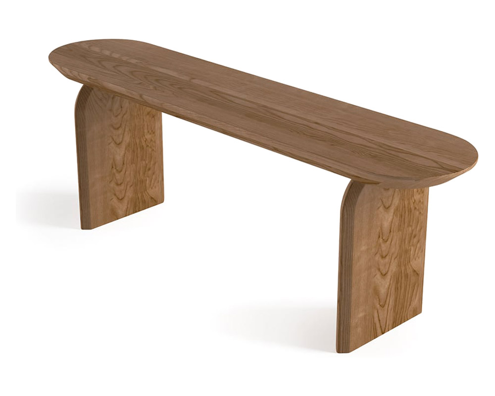 HMR Tintica Series Japandi Oval Solid Wood Dining Bench Seats 1-2 People - Walnut, 59"