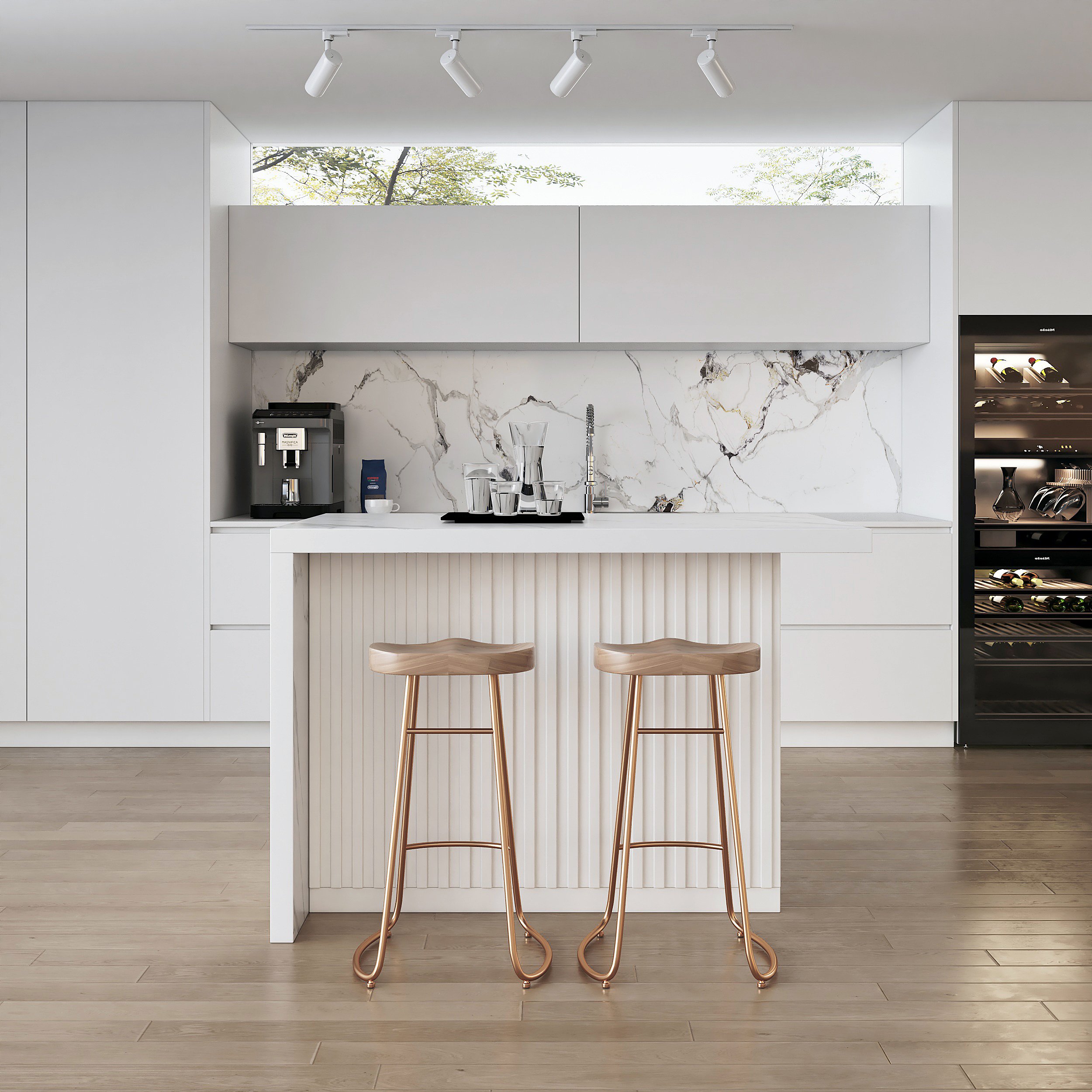 HMR Kitchen Island with Storage - White, 50”/1270mm, Engineered Wood