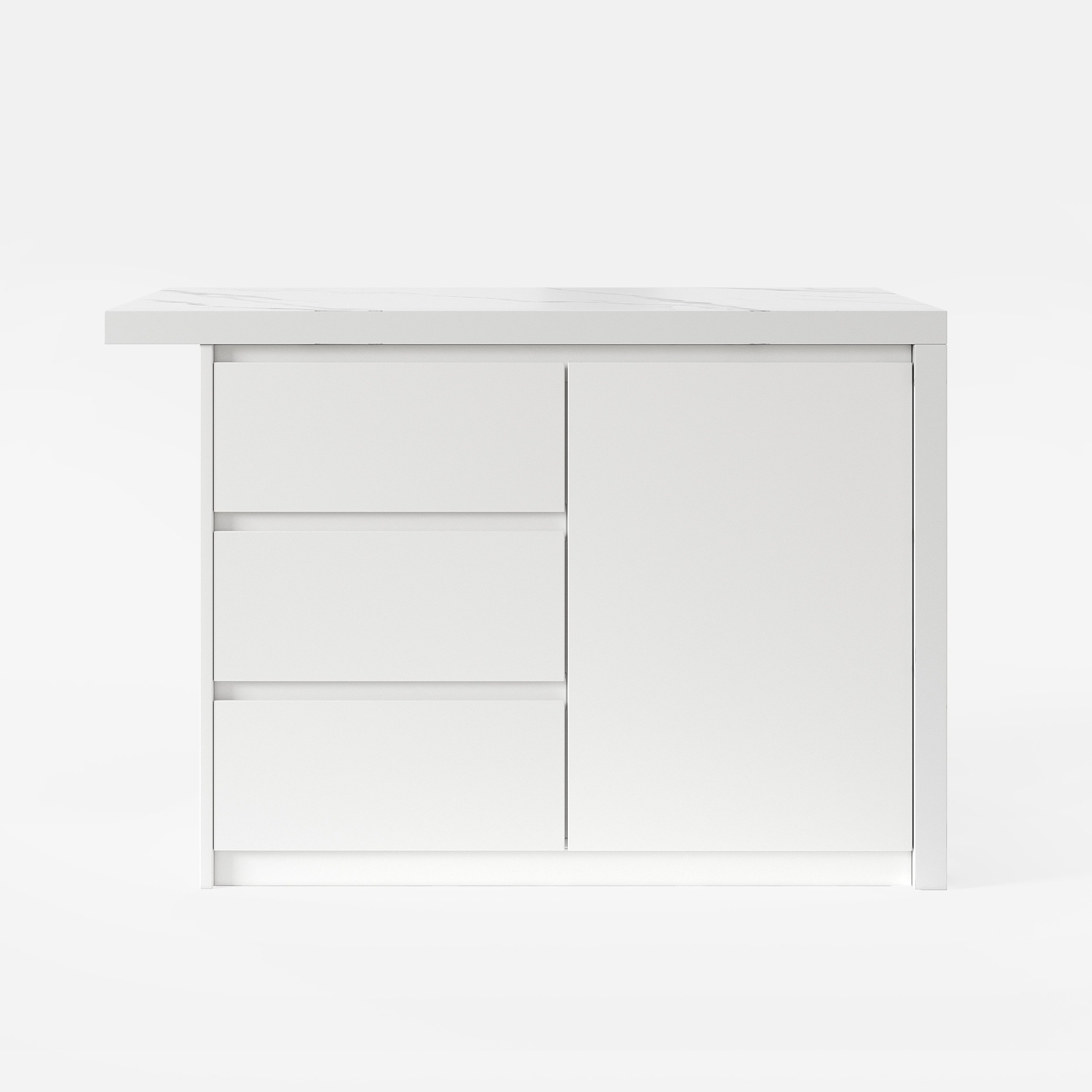 HMR Kitchen Island with Storage - White, 50”/1270mm, Engineered Wood