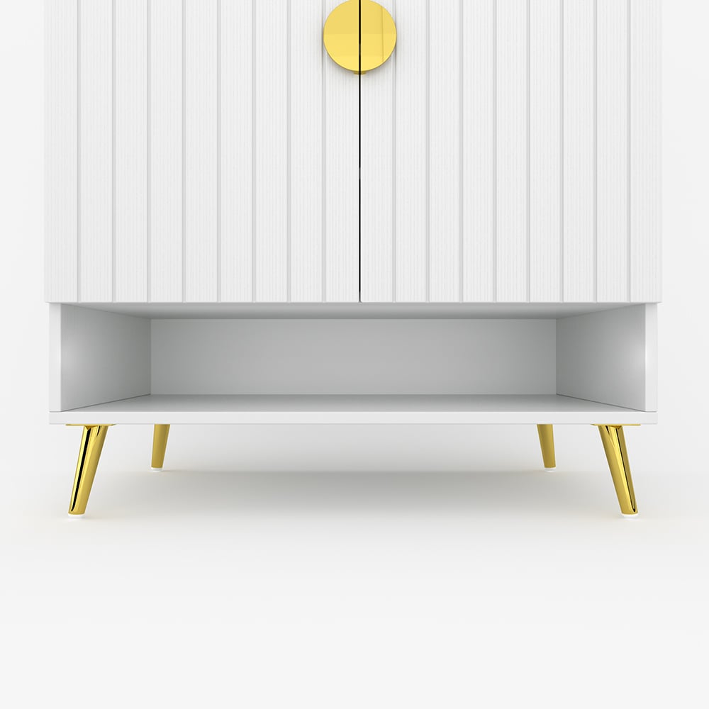 HMR Yellar Nordic Entryway Shoe Cabinet with Doors & Open Shelves - White, 31.5" (5 Shelves)