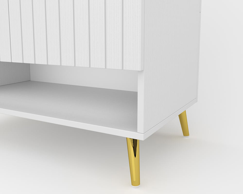 HMR Yellar Nordic Entryway Shoe Cabinet with Doors & Open Shelves - White, 31.5" (5 Shelves)