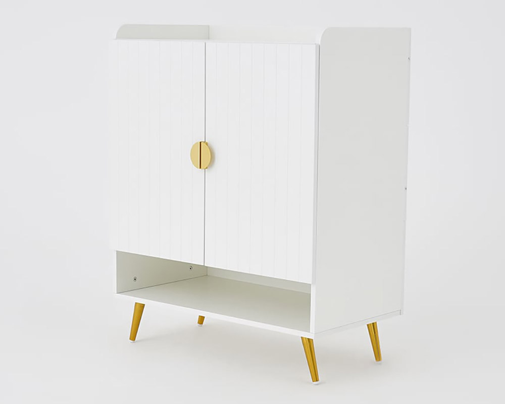 HMR Yellar Nordic Entryway Shoe Cabinet with Doors & Open Shelves - White, 31.5" (5 Shelves)