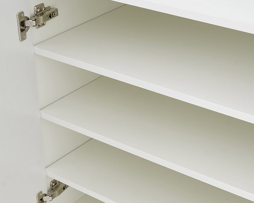 HMR Yellar Nordic Entryway Shoe Cabinet with Doors & Open Shelves - White, 31.5" (5 Shelves)