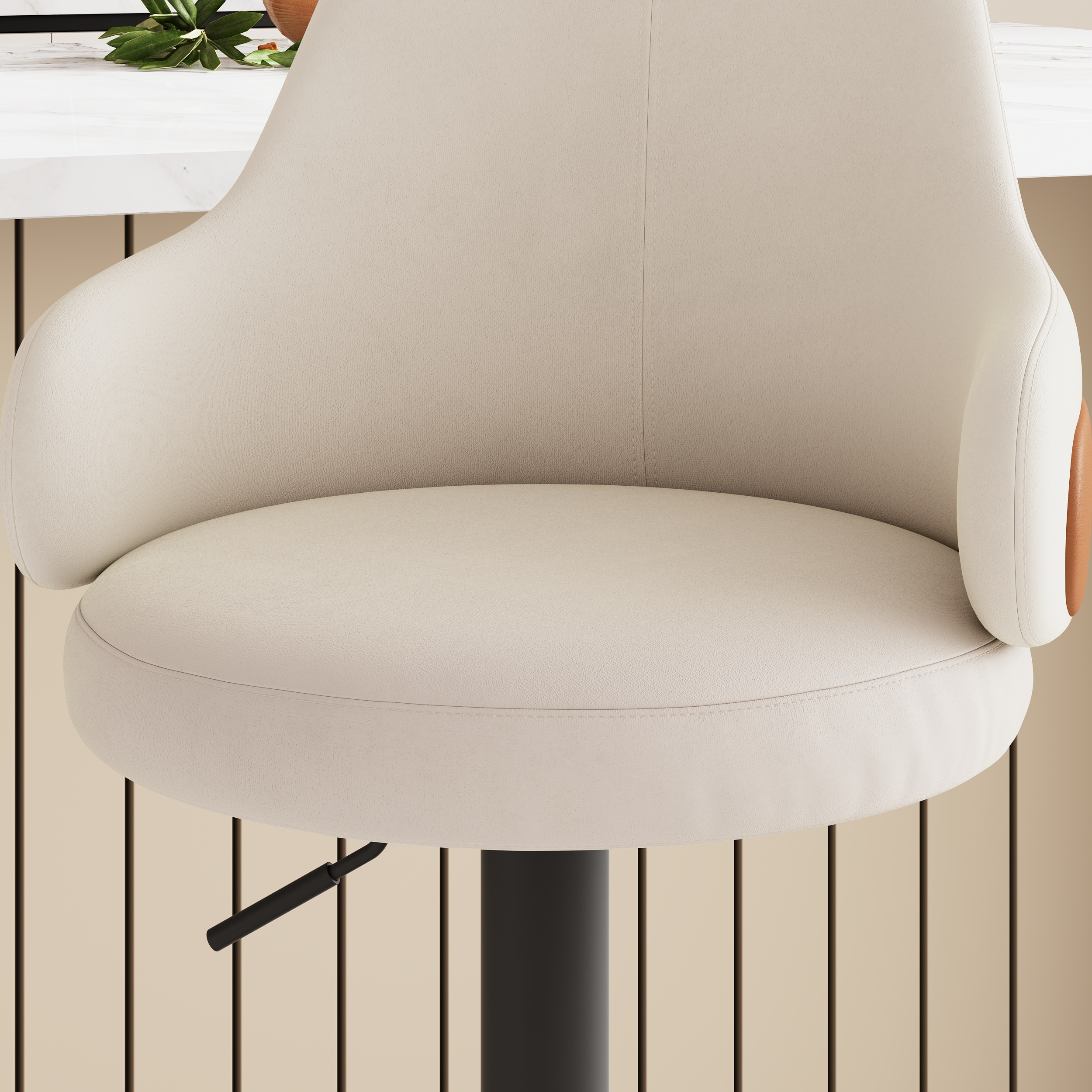 HMR - Modern Adjustable Swivel Velvet Bar Stools or Counter Stools with Upholstery White