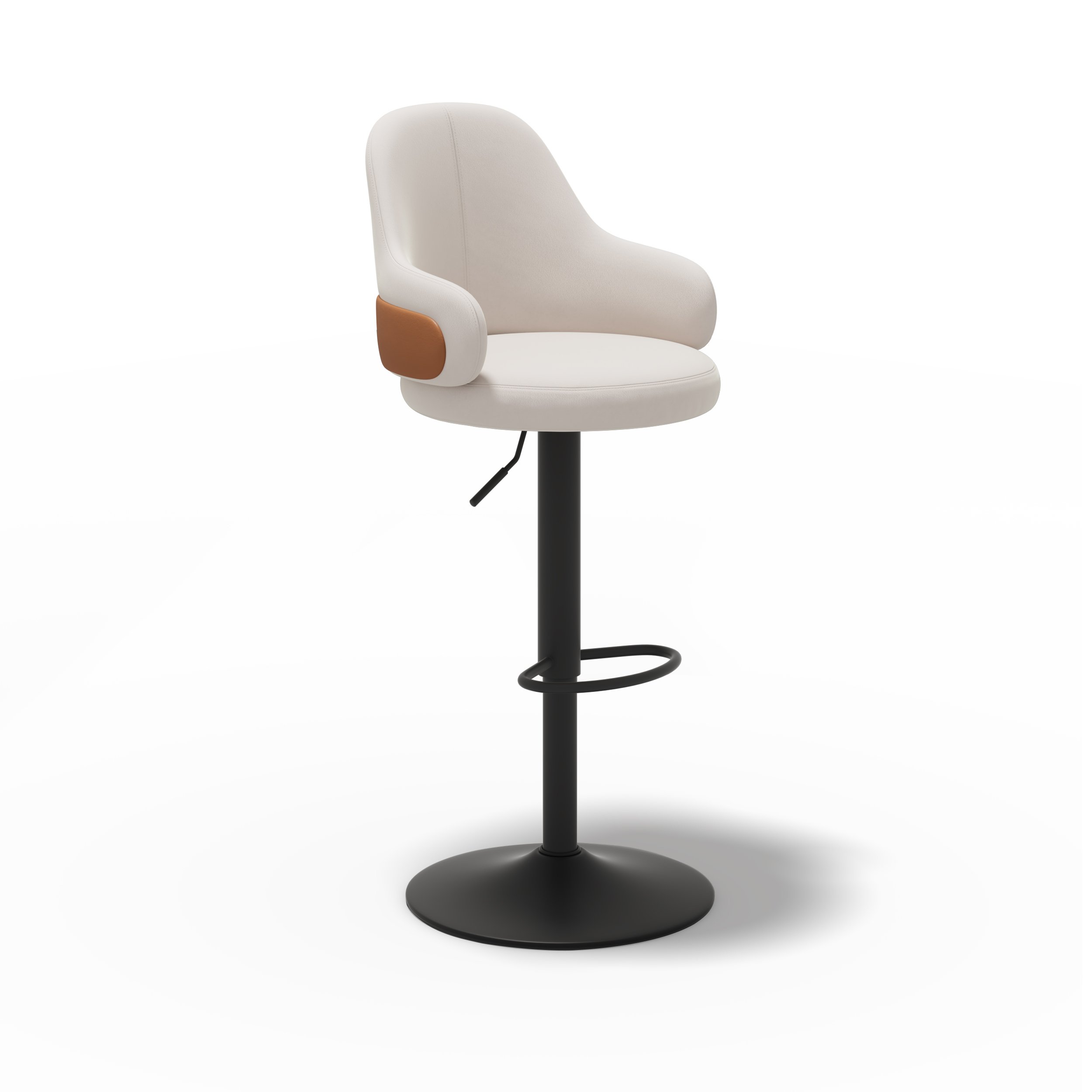 HMR - Modern Adjustable Swivel Velvet Bar Stools or Counter Stools with Upholstery White