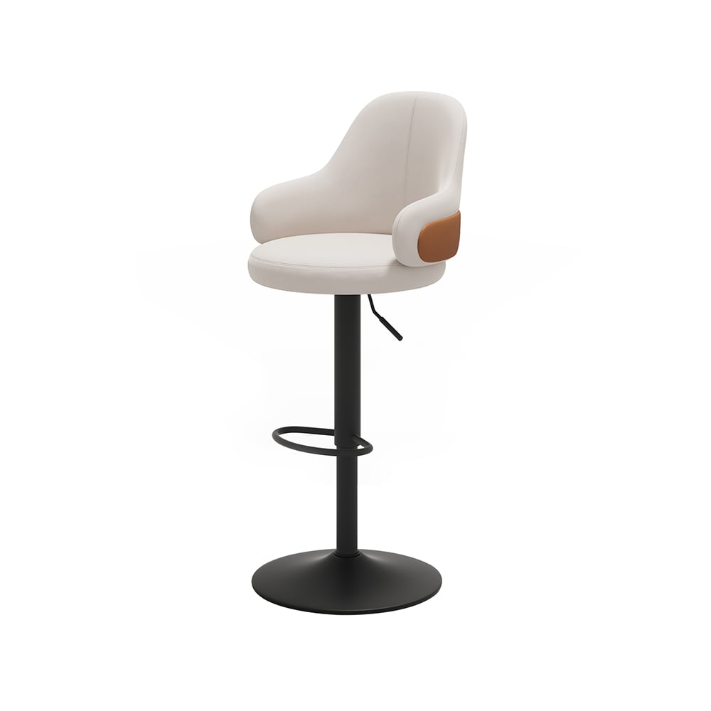 HMR - Modern Adjustable Swivel Velvet Bar Stools or Counter Stools with Upholstery White