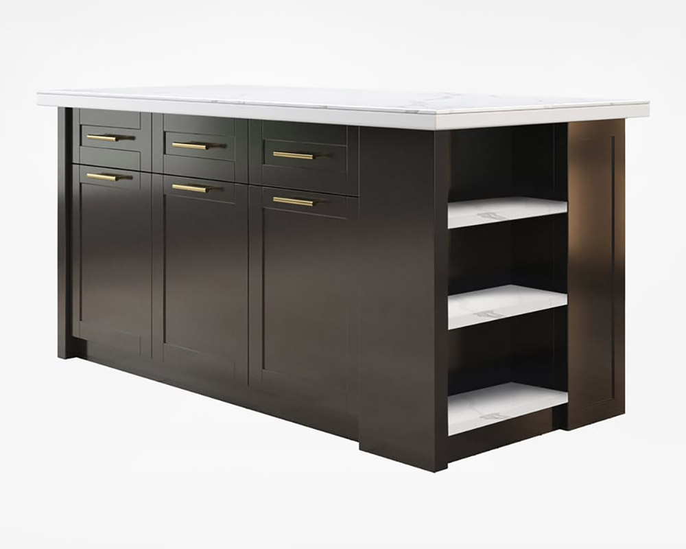 HMR 72" Modern Style Laminate Kitchen Islands with Multi-Storage - White & Black, Sintered Stone