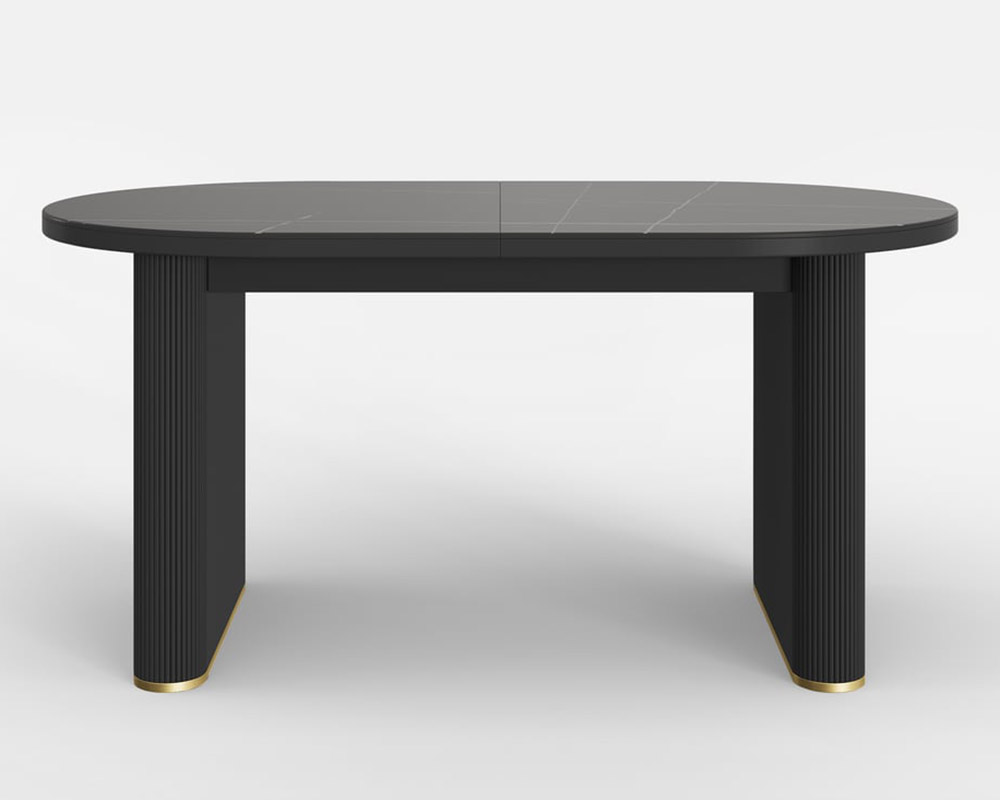 HMR - 79''-95'' Oval Extendable Sintered Stone Top Dining Table Seats 8-10