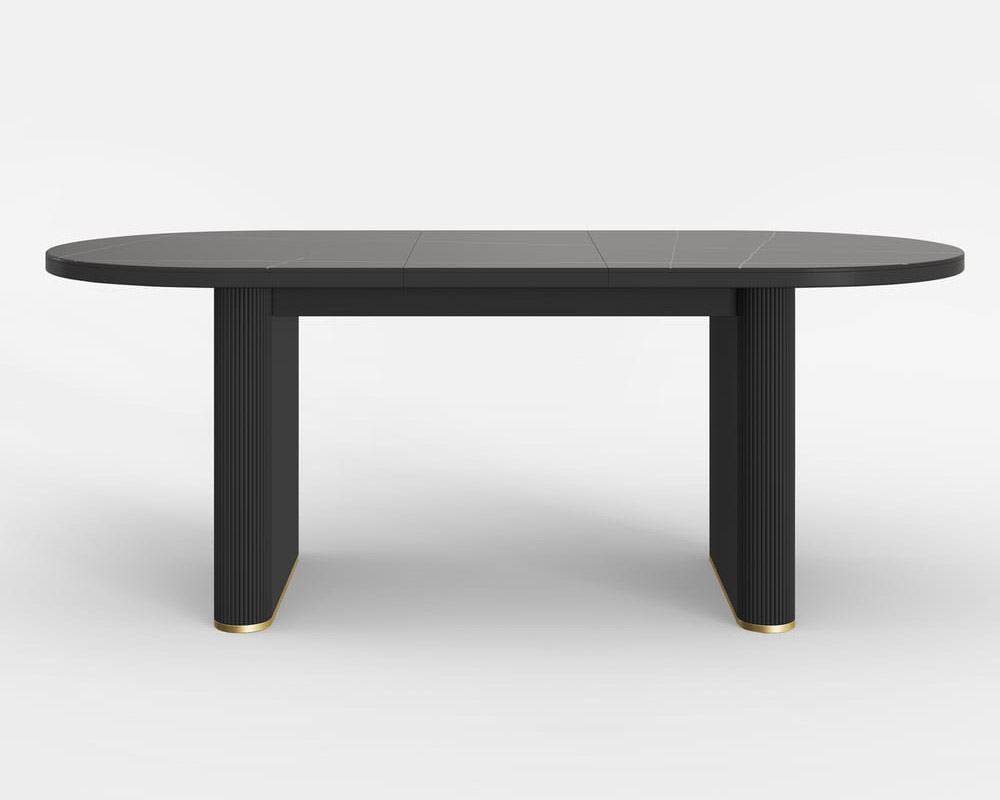 HMR - 79''-95'' Oval Extendable Sintered Stone Top Dining Table Seats 8-10