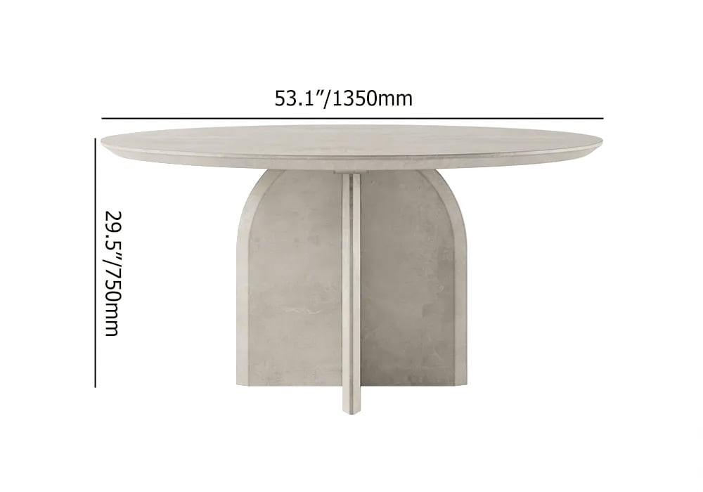 HMR Dining Set Modern Round Wood Dining Table - Gray, With 6 Chairs, 53.1"Dia x 29.5"H