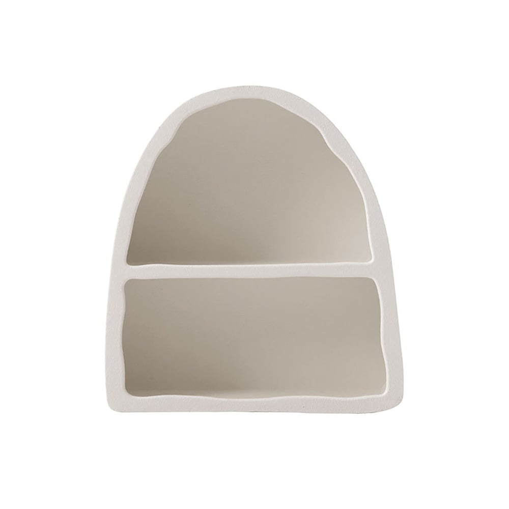 HMR - Codiys Art Deco White Arched Wall Mounted Shelf Wood Floating Shelf with Open Storage