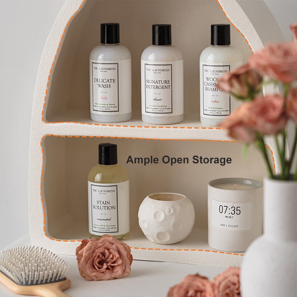 HMR - Codiys Art Deco White Arched Wall Mounted Shelf Wood Floating Shelf with Open Storage