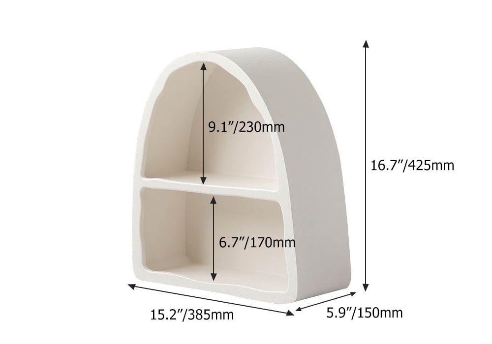 HMR - Codiys Art Deco White Arched Wall Mounted Shelf Wood Floating Shelf with Open Storage