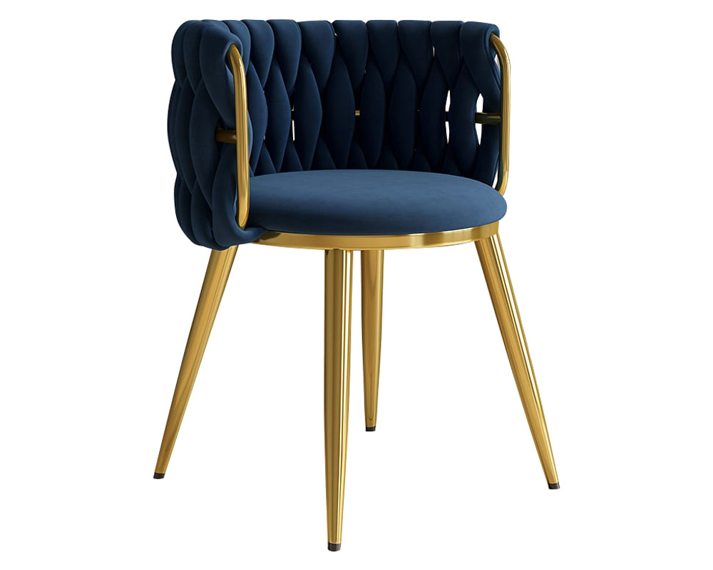 HMR Sweave Nordic Barrel Dining Chair with Velvet Upholstery (Set of 4) - Blue