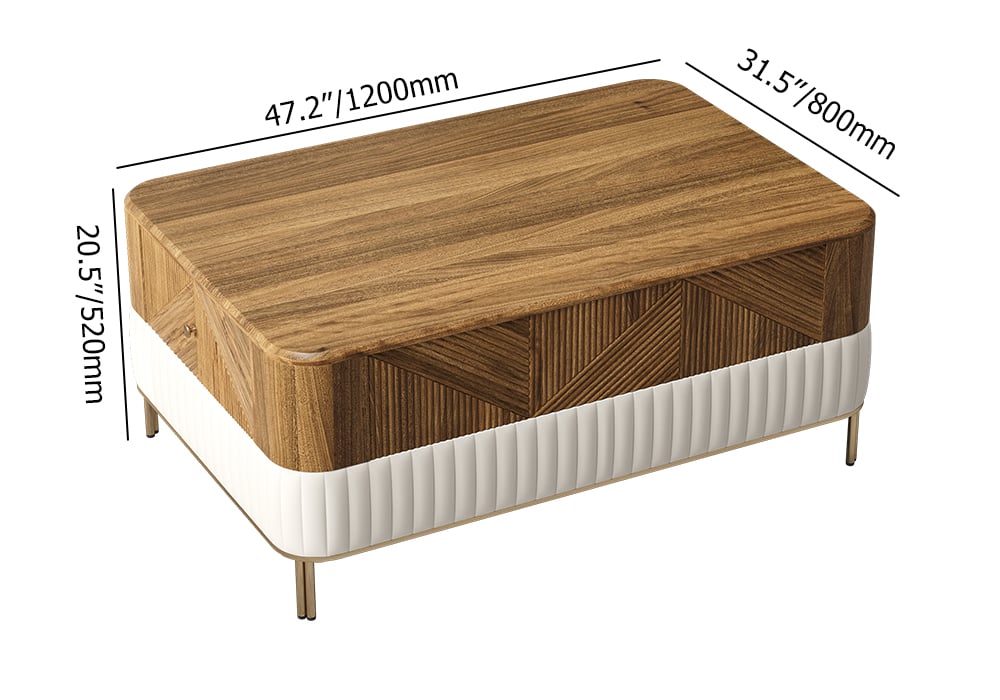 HMR - Wovent Mid-Century Modern Walnut Wood Rectangular Coffee Table with Storage