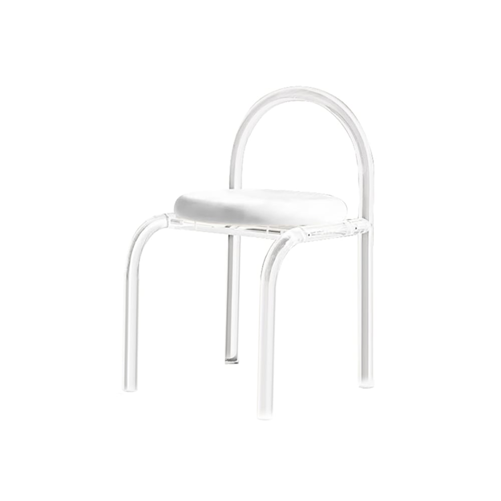 HMR - Modern White Vanity Stool with Back Velvet Upholstered Acrylic Chair for Bedroom