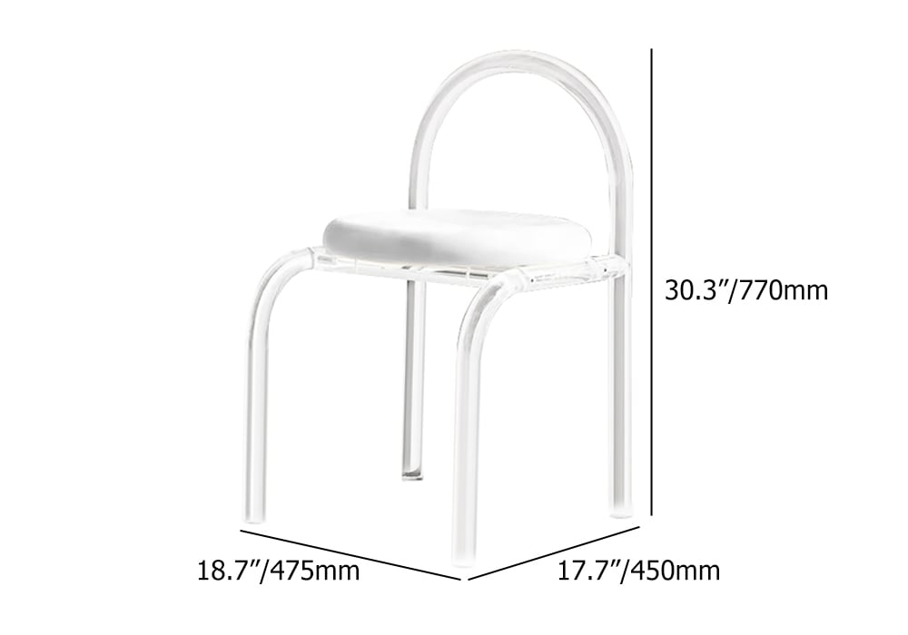 HMR - Modern White Vanity Stool with Back Velvet Upholstered Acrylic Chair for Bedroom